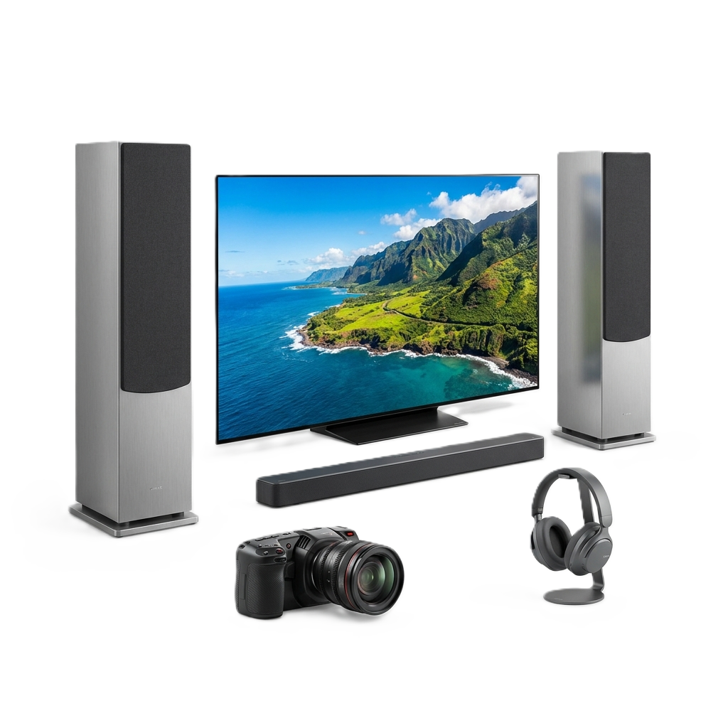 TV, audio, video