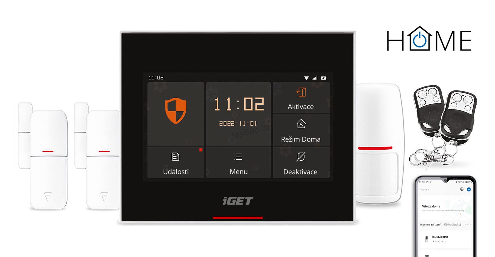 iGET HOME X5 Advanced - Domovní Wi-Fi smart alarm s LCD, set