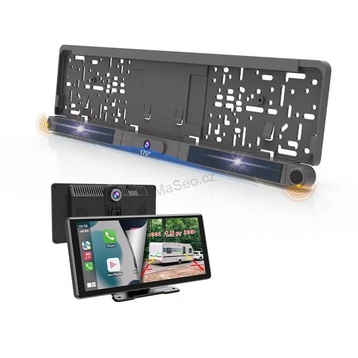 SET bezdrátový digitální kamerový systém + 2 senzory v SPZ se solárním napájením a monitorem 10,36"