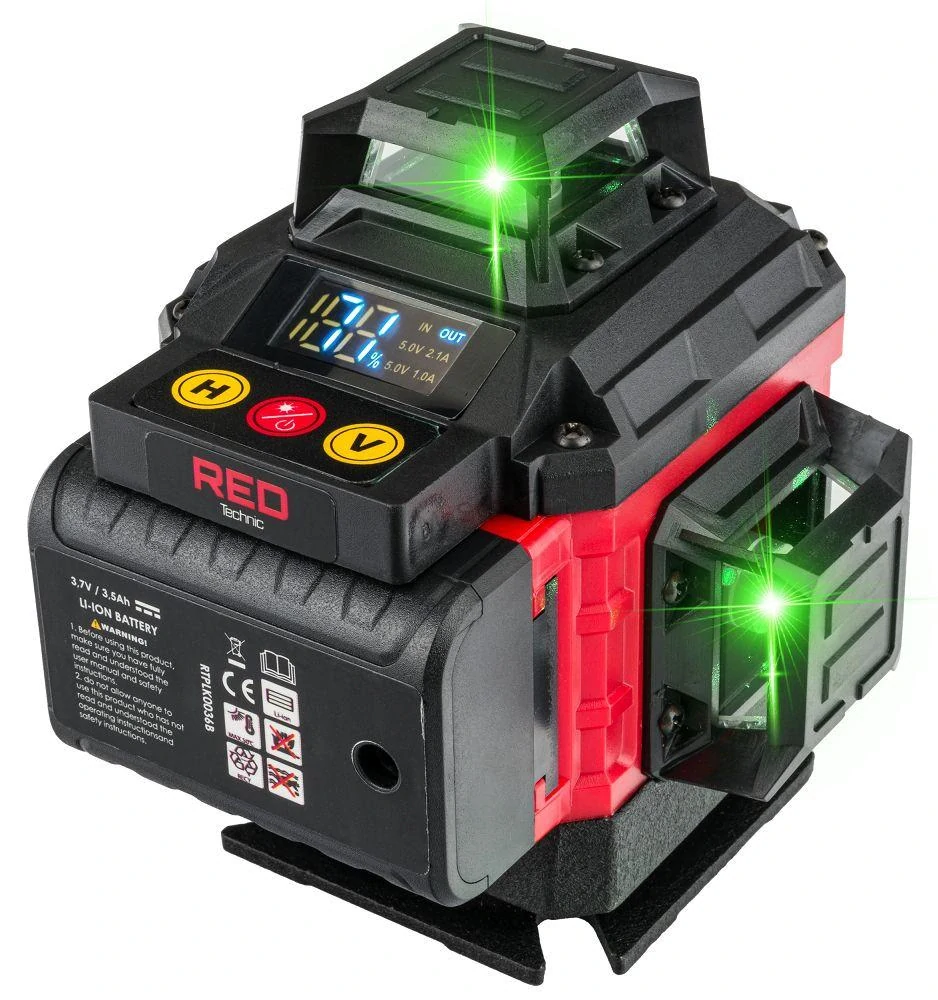NIVELAČNÍ KŘÍŽOVÝ LASER 4D 360 ZELENÝ RTPLK0036