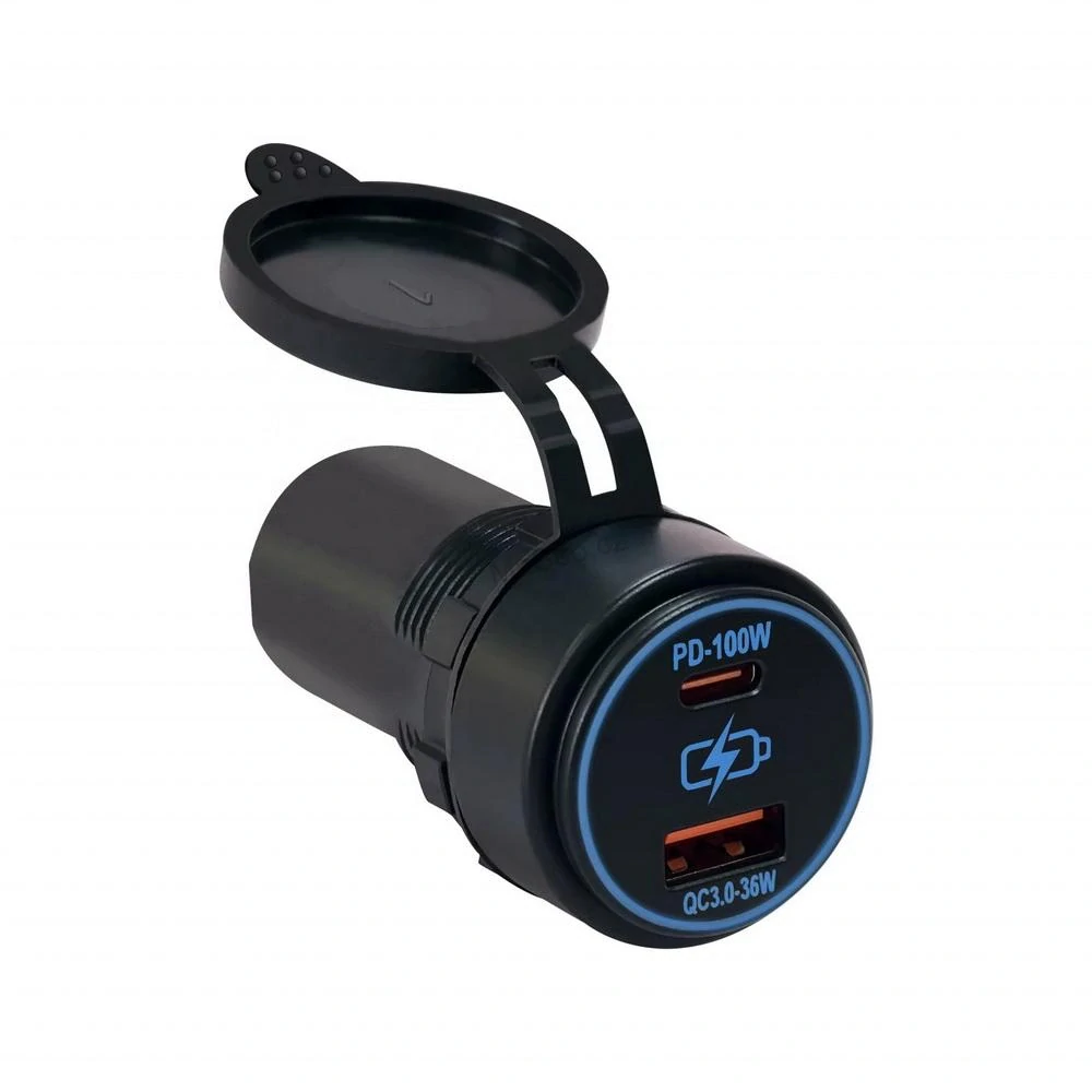 USB QC3.0 + USB-C 100W/20V zásuvka 12/24V
