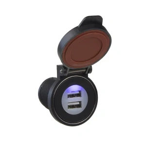 2x USB ve voděodolém IPX3 pouzdře s magnetickou krytkou 12/24V, 2x2,4A