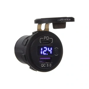 USB nabíječka QC3.0 + USB-C, 34575, digitální voltmetr do panelu