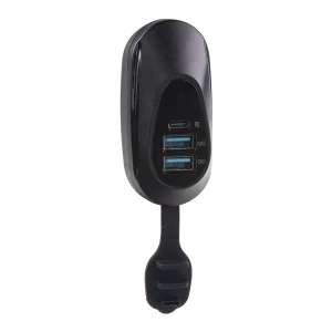 2x USB QC3.0 + USB-C zásuvka 12/24V, montáž na tyč
