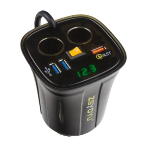 Dvojitá CL zásuvka s 3x USB+voltmetrem do držáku nápojů