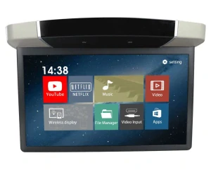 Stropní LCD monitor 15,6" stříbrný s OS. Android HDMI / USB, dálkové ovládání se snímačem pohybu