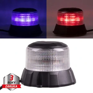 Robustní modro-červený LED maják wl403fix, černý hliník, 48W, ECE R10