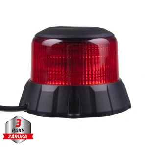 Robustní červený LED maják, černý hliník, 48W, ECE R65