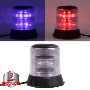 Robustní modro-červený LED maják (wl405fix), černý hliník, 96W, ECE R10