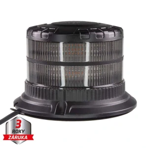 LED maják, 12-24V, 16xLED oranžový, magnet, smoke, ECE R65