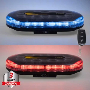 AKU LED rampa modrá/červená, 48xLED, magnet, 328mm, ECE R65 R10