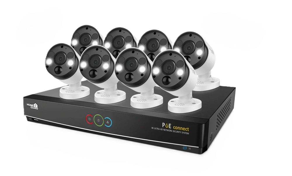 iGET HOMEGUARD HGNVK164908 - Ultra HD 4K systém s PoE napájením, 16-kanálové NVR + 8x HGNVK936CAM 4K kamera