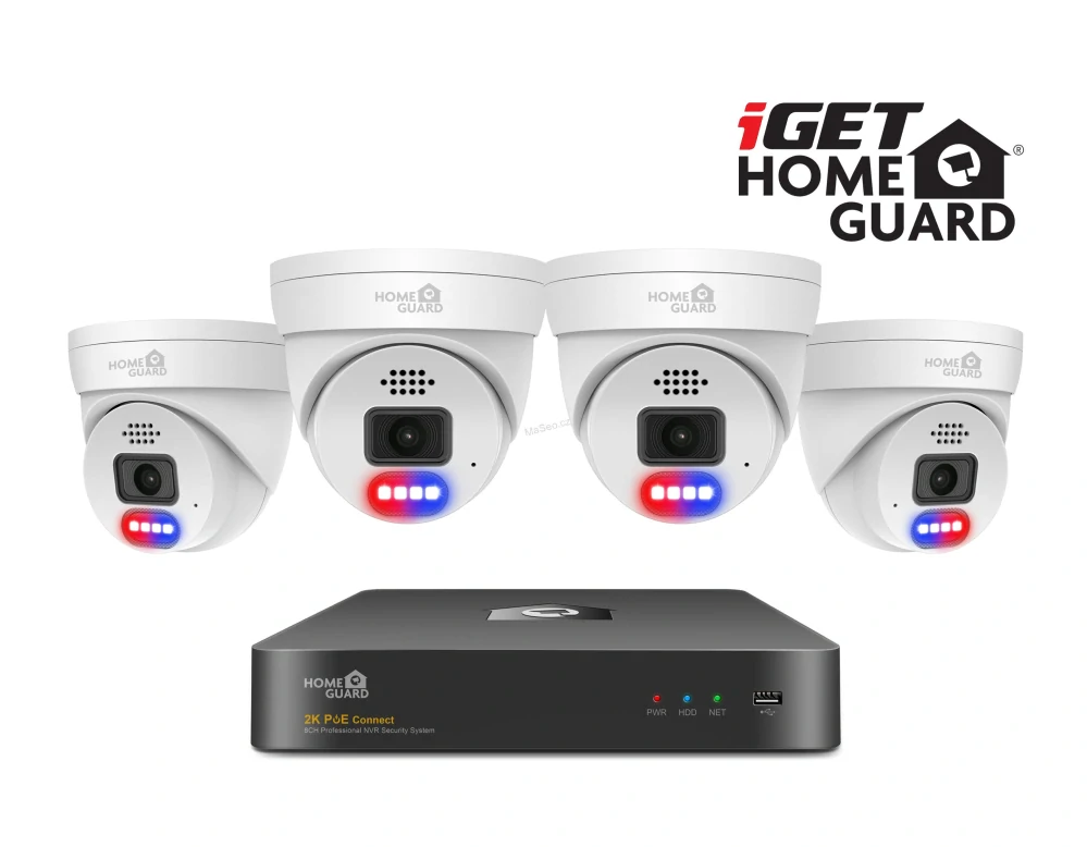 iGET HOMEGUARD HGNVK84804 - PoE 2K NVR CCTV 8CH + 4x kamera, zvuk, IP66