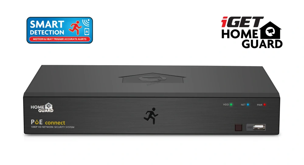 iGET HOMEGUARD HGNVK85304 - systém s PoE napájením, 8-kanálové NVR + 4x HGNVK930CAM FullHD kamera