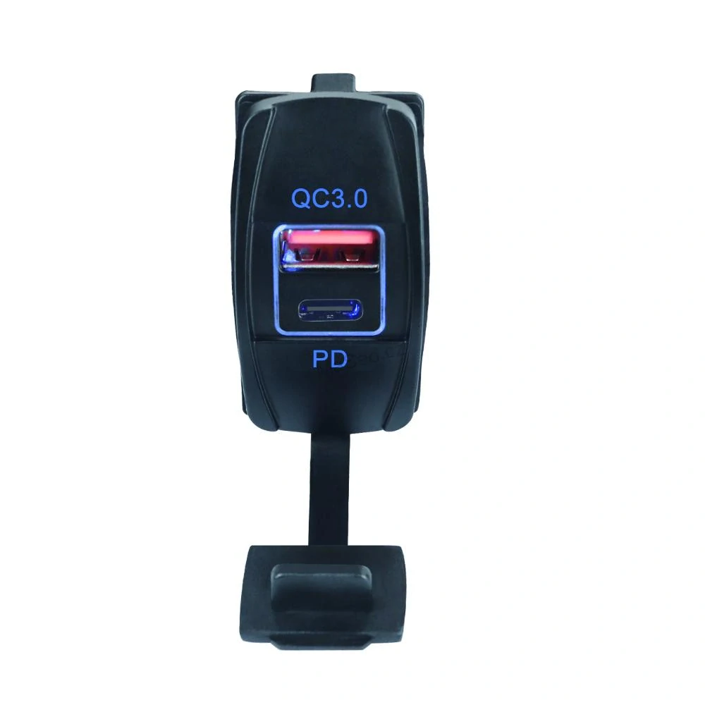 USB nabíječka QC3.0 + USB-C, "Rocker" 12/24V, 36W