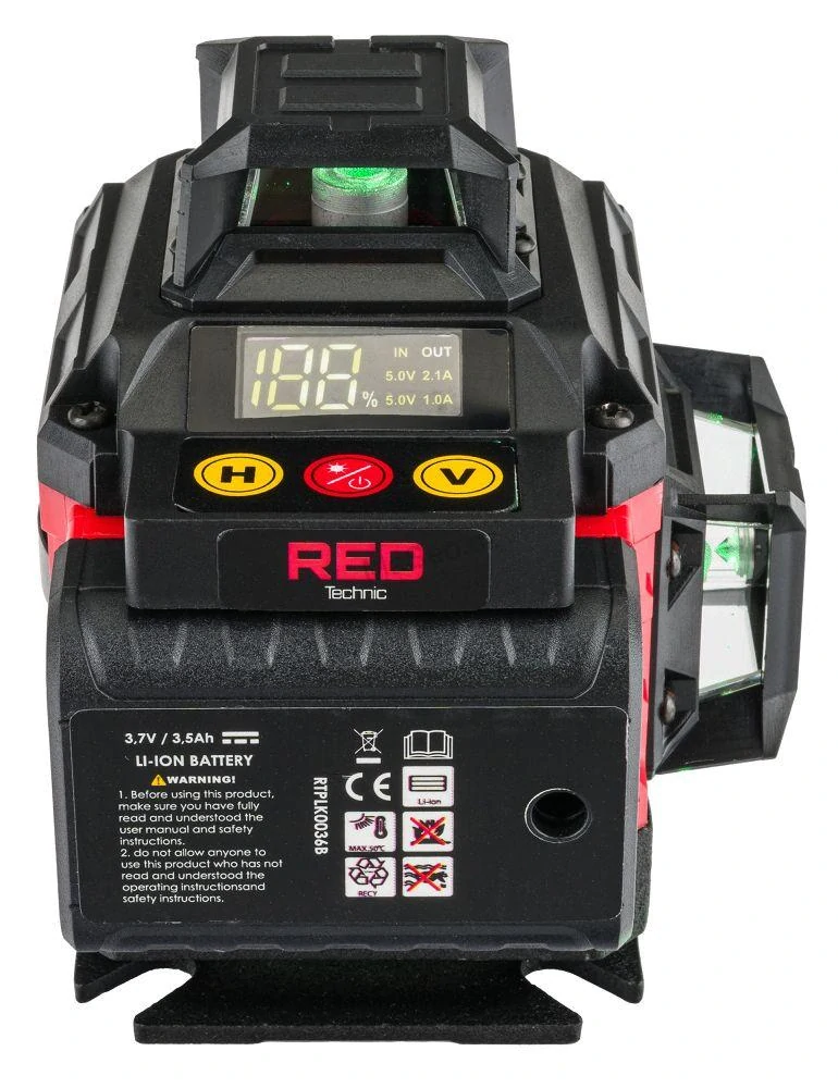 NIVELAČNÍ KŘÍŽOVÝ LASER 4D 360 ZELENÝ RTPLK0036