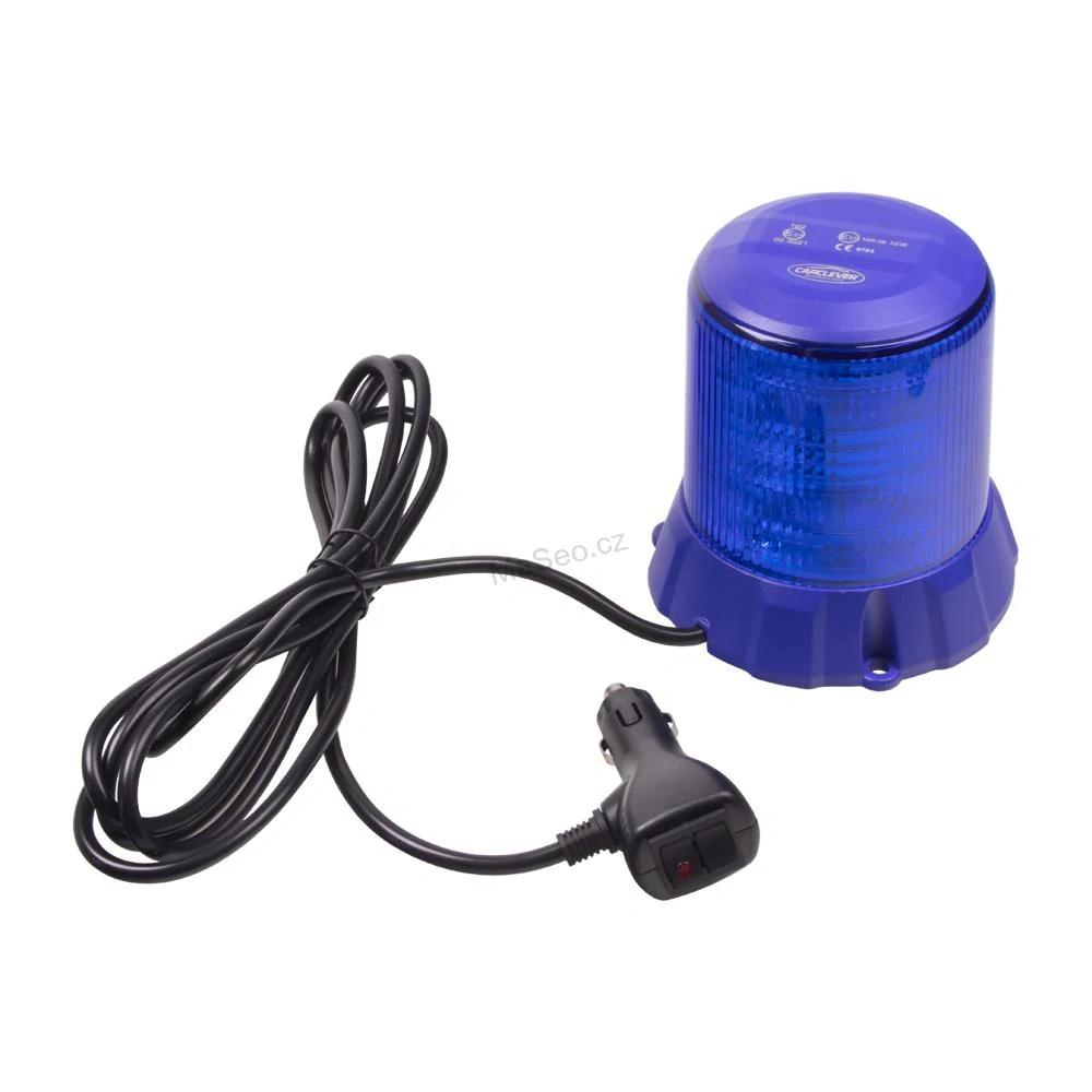 Robustní modrý LED maják wl406, modrý hliník, 96W, ECE R65
