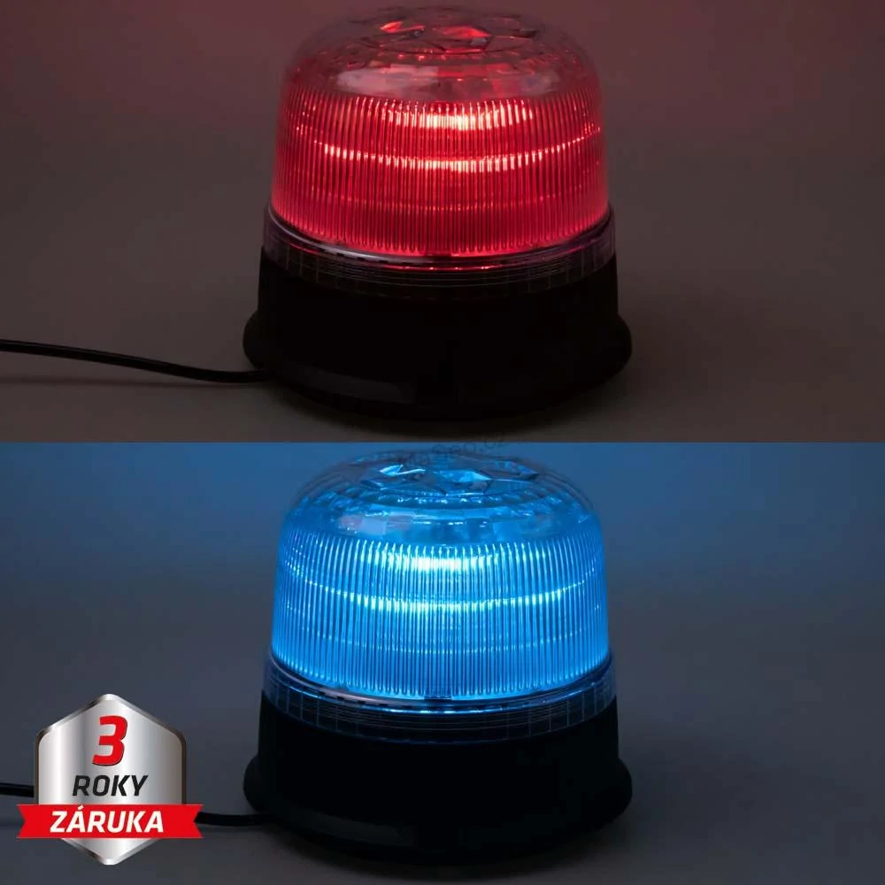 LED maják, 12-24V, modro-červený, magnet, ECE R65