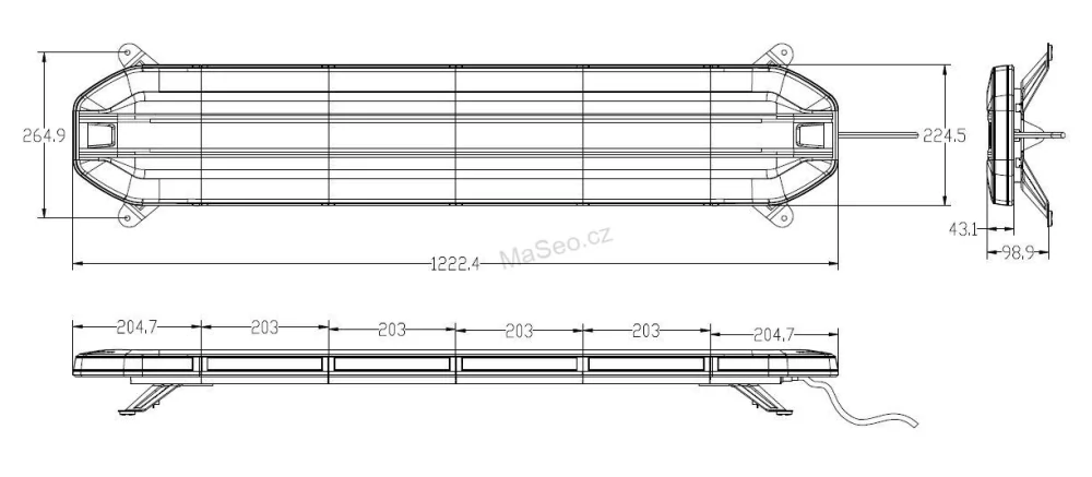 LED rampa 1224mm, oranžová sre7, 12-24V, 234x1W LED, ECE R65