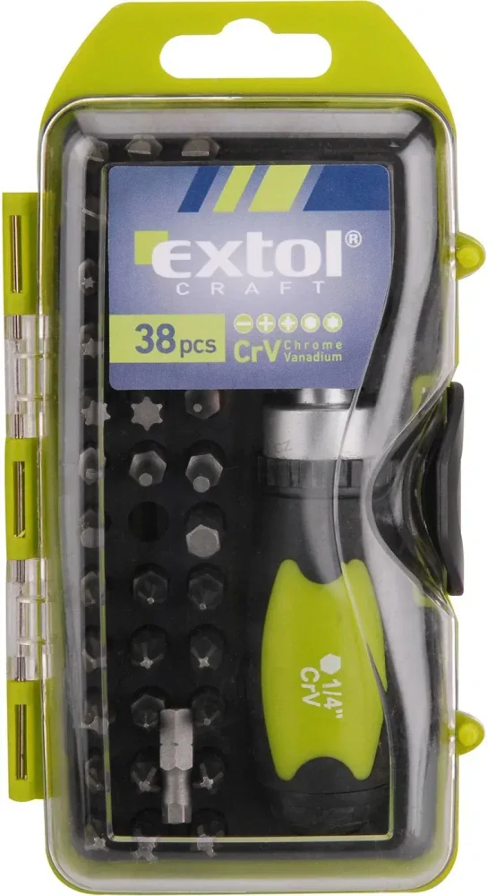 EXTOL CRAFT šroubovák ráčnový s hroty, sada 38ks