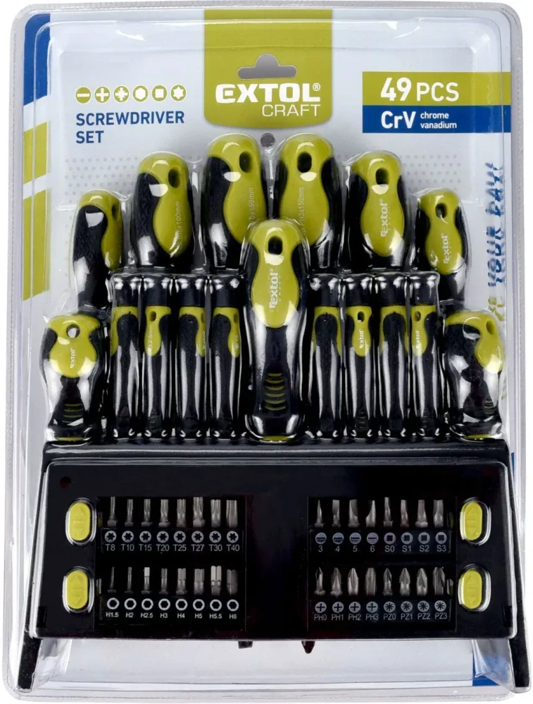 EXTOL CRAFT šroubováky s hroty, sada 49ks