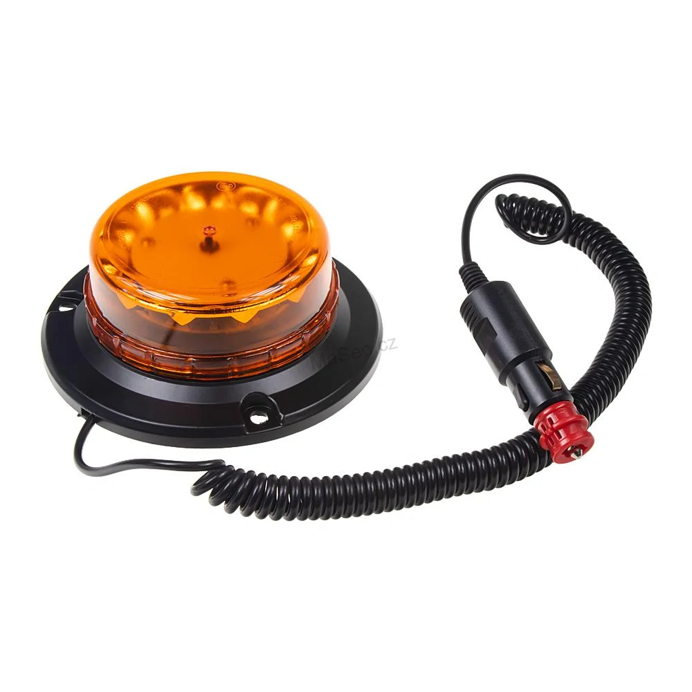LED maják (wl140s), 12-24V, 12x3W oranžový, magnet, ECE R65