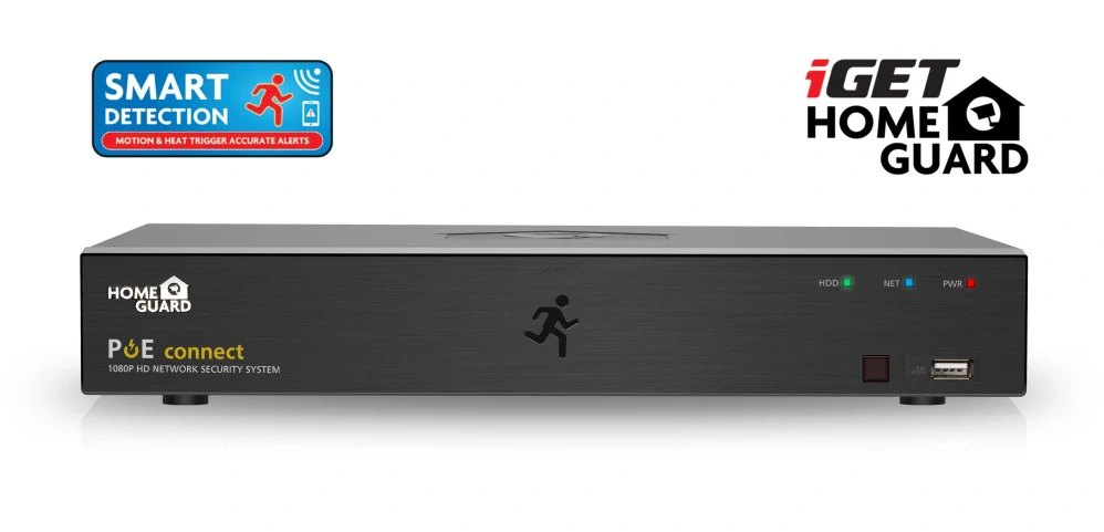 iGET HOMEGUARD HGNVK85304 - systém s PoE napájením, 8-kanálové NVR + 4x HGNVK930CAM FullHD kamera