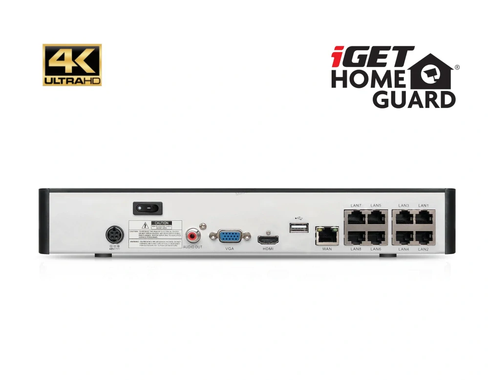 iGET HOMEGUARD HGNVK88504 - PoE 4K UltraHD NVR CCTV 8CH + 4x kamera