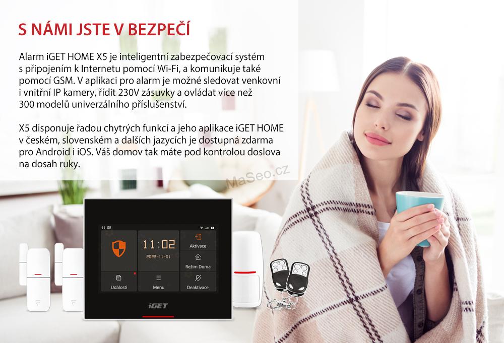 iGET HOME X5 Advanced - Domovní Wi-Fi smart alarm s LCD, set