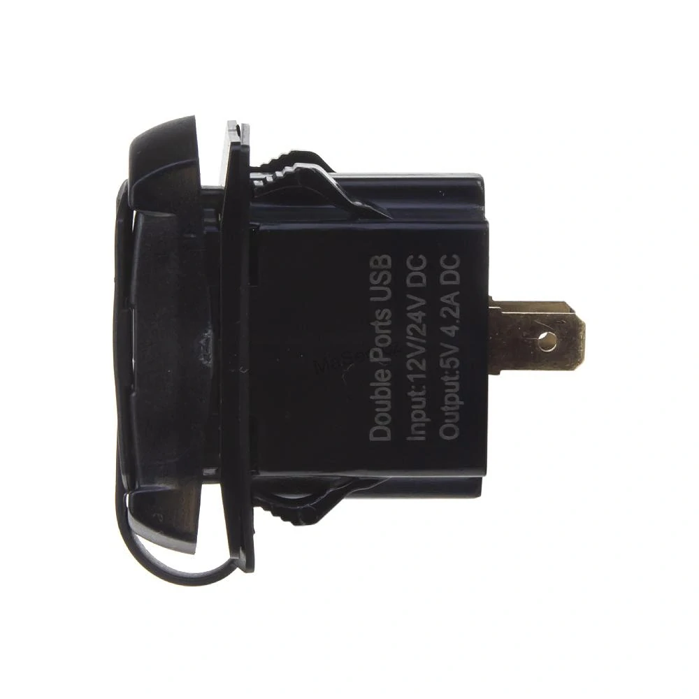 2x USB zásuvka s voltmetrem "Rocker" - modrý