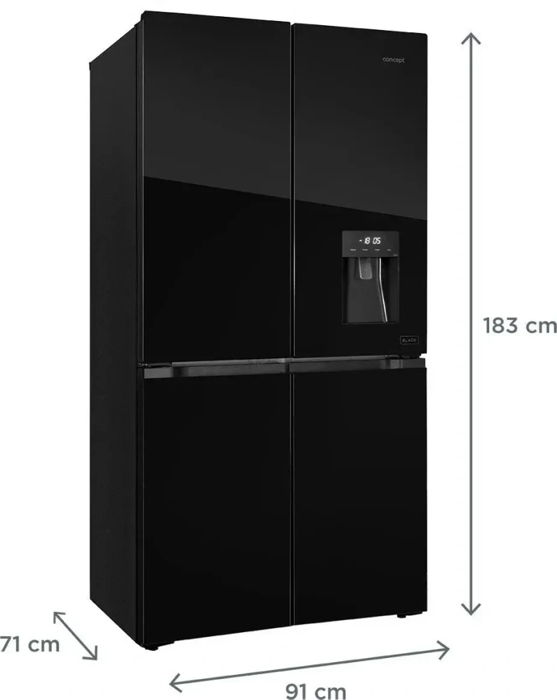 CONCEPT Americká lednice s dávkovačem vody LA8891bc BLACK