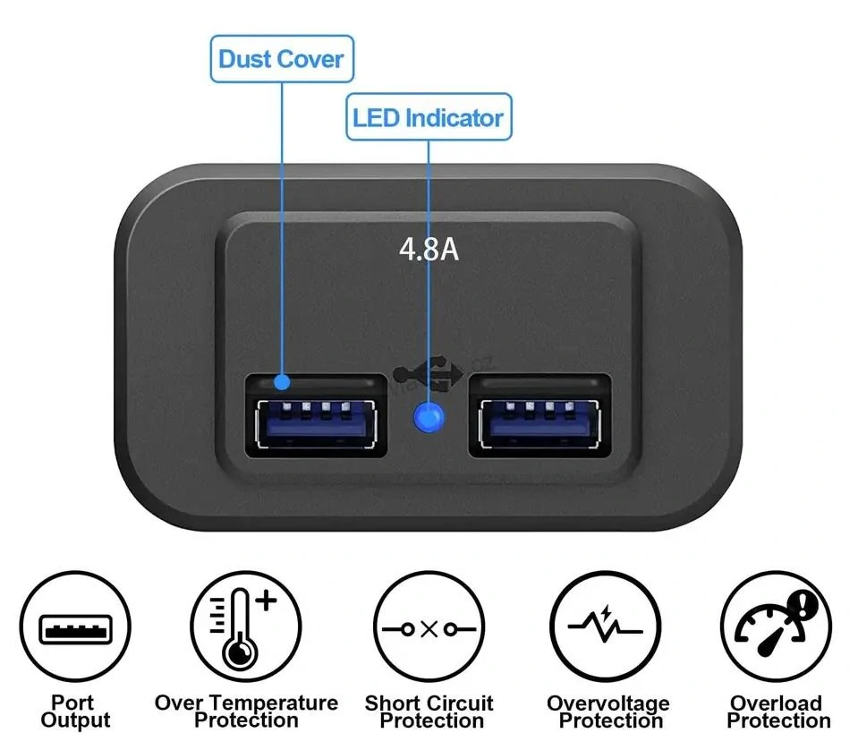 2x USB QC3.0 zásuvka 12/24V, montáž na povrch