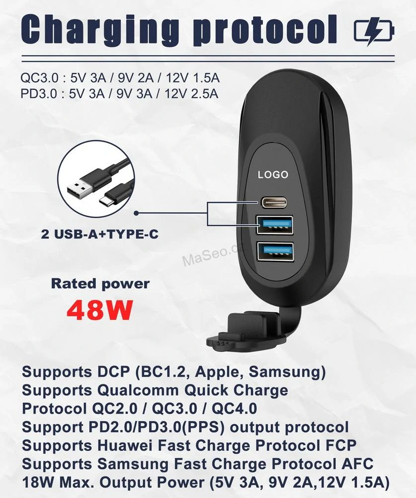 2x USB QC3.0 + USB-C zásuvka 12/24V
