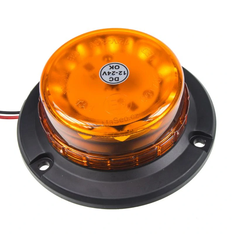 LED maják (wl140), 12-24V, 12x3W oranžový, magnet, ECE R65