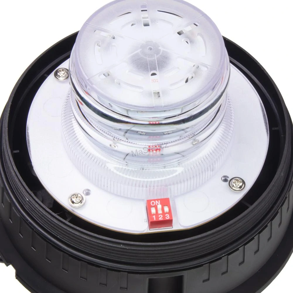 LED maják, 12-24V, 24xLED červený, magnet, ECE R65