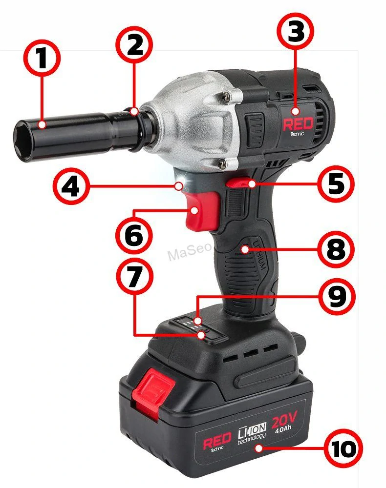 AKUMULÁTOROVÝ Rázový utahovák 20V 4Ah 380Nm RED TECHNIC RTAKU0026