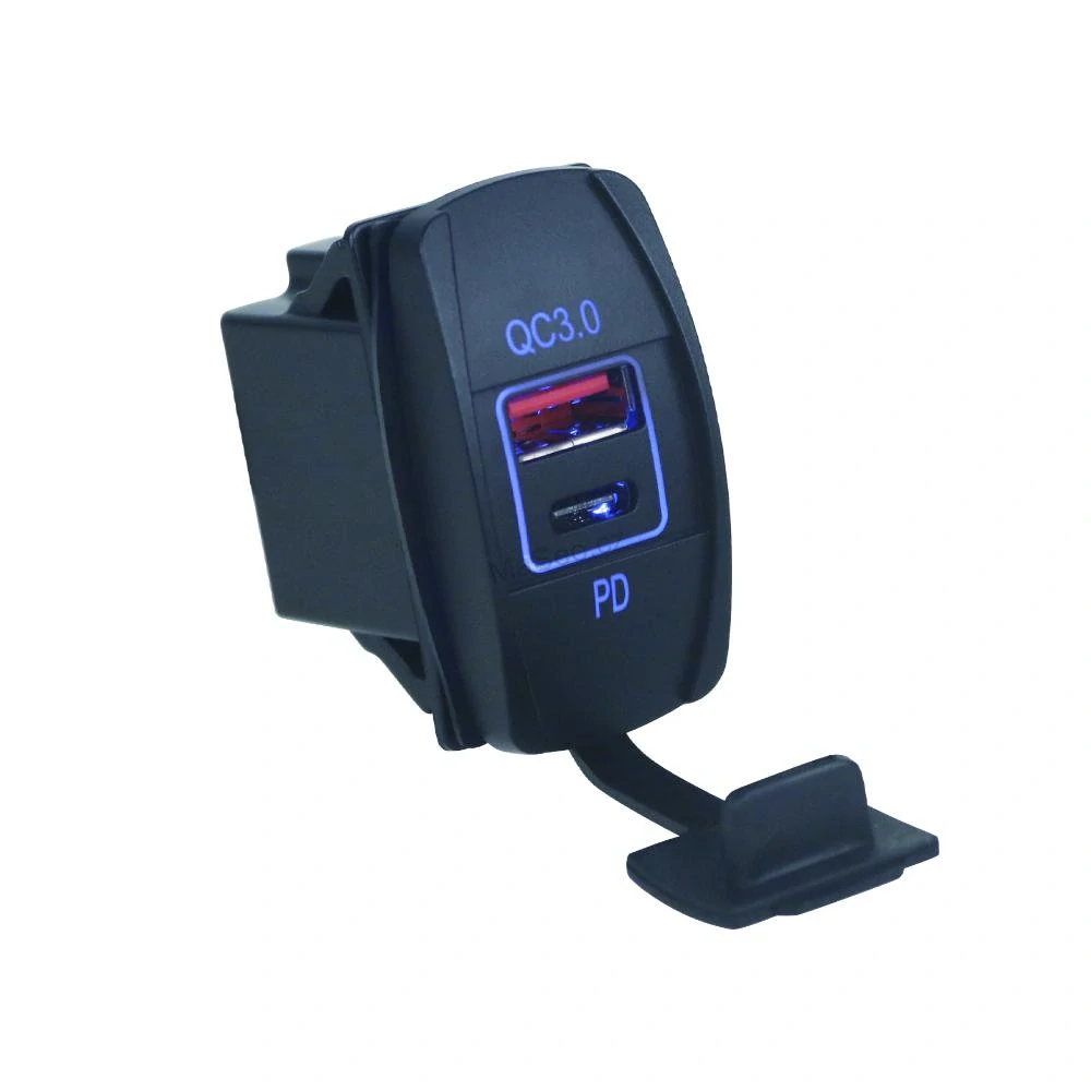 USB nabíječka QC3.0 + USB-C, "Rocker" 12/24V, 36W