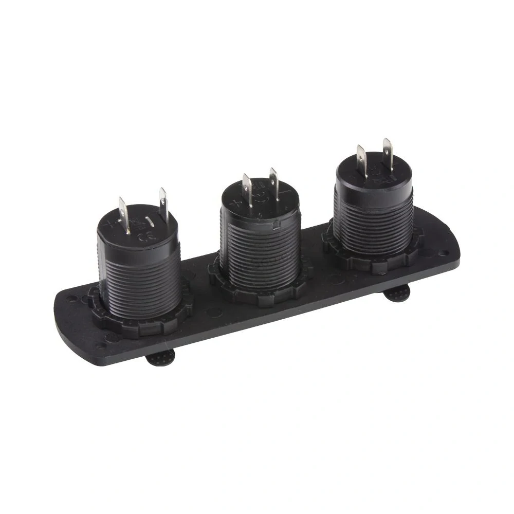 Trojitá zásuvka do panelu CL, Voltmetr, 2x USB nabíječka QC3.0/PD