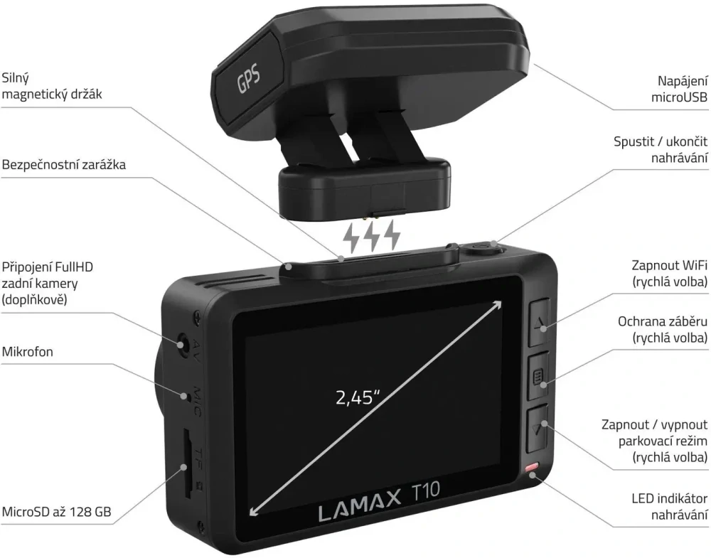 LAMAX T10 4K GPS (s hlášením radarů)