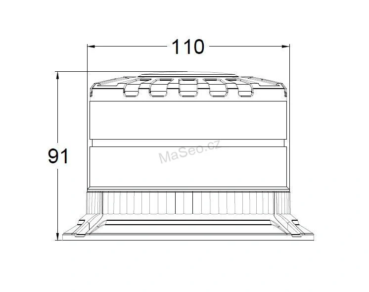 LED maják, 12-24V, 16xLED oranžový, pevná montáž, ECE R65