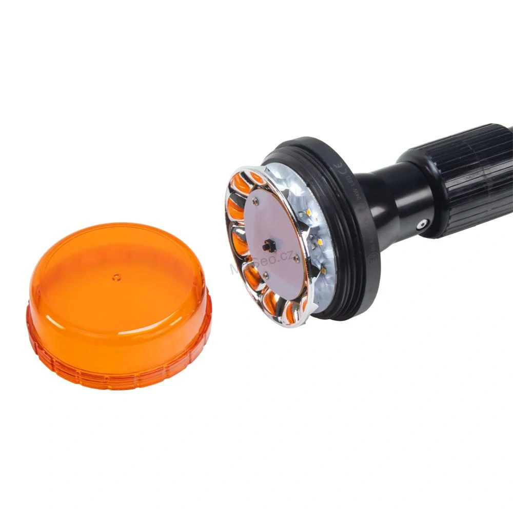 LED maják, 12-24V, 12x3W oranžový s teleskopickou tyčí na motocykl wl151tt, ECE R65 R10