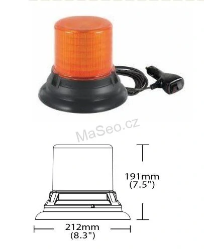 LED maják, 12-48V, 144x1W oranžový, magnet, ECE R65