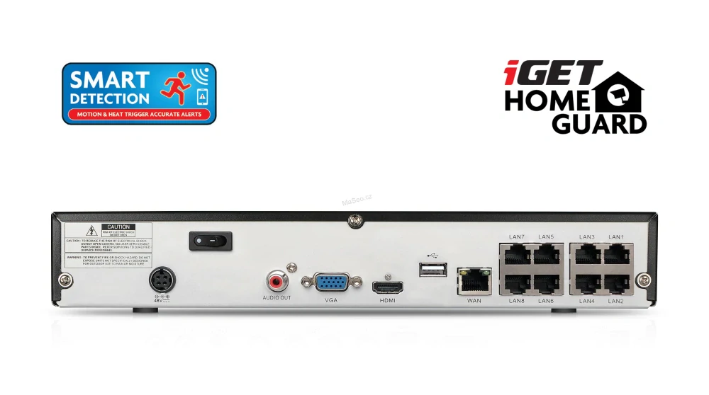 iGET HOMEGUARD HGNVK85304 - systém s PoE napájením, 8-kanálové NVR + 4x HGNVK930CAM FullHD kamera