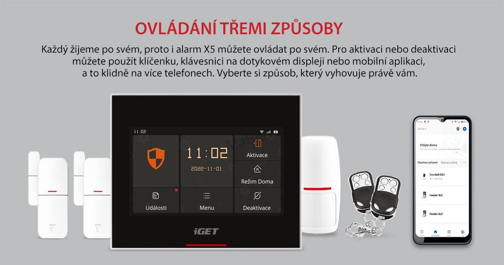 iGET HOME X5 Advanced - Domovní Wi-Fi smart alarm s LCD, set
