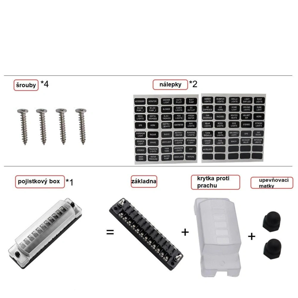 Sdružené pojistkové pouzdro 12-way, lineární