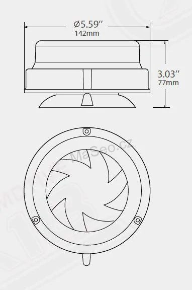 LED maják, 12-24V, 16x1W oranžový, magnet, ECE R65