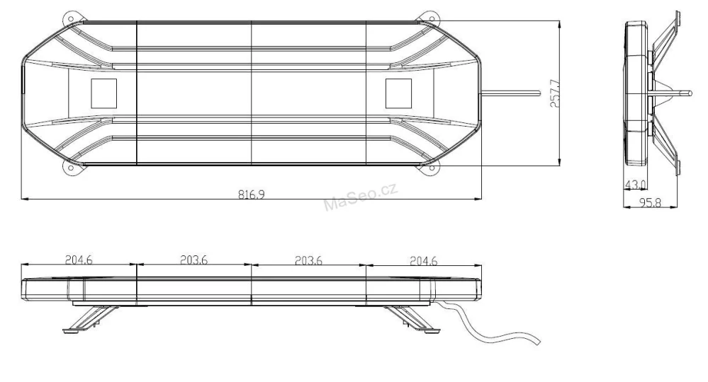 LED rampa 817mm, oranžová, 12-24V, 126x1W LED, ECE R65