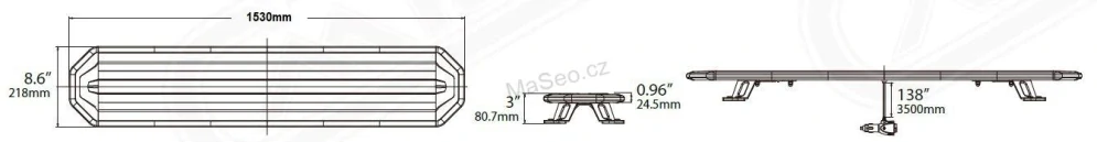 SLIM LED rampa 1530mm, oranžová, 12-24V, 36+216LED, ECE R65, bezdrátový ovladač