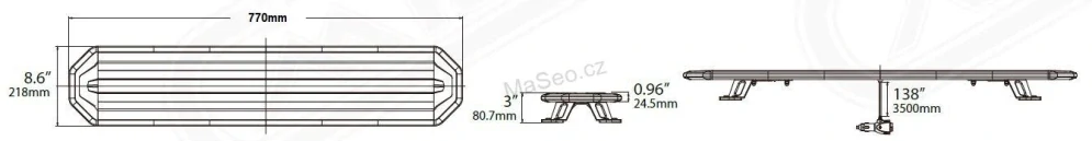 SLIM LED rampa 770mm, oranžová, 12-24V, 36+96LED, ECE R65