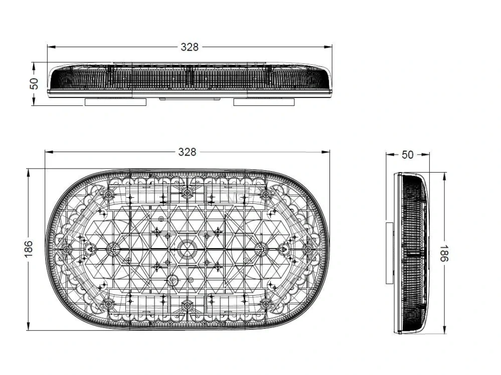 AKU LED rampa červená, 48xLED, magnet, 328mm, ECE R65 R10